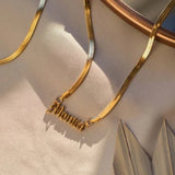 Name Pendant Snake Chain Necklace Stainless Steel Jewelry for Women