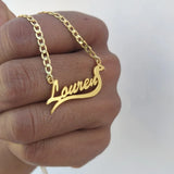 Snake Name Necklace Stainless Steel Cuban Chain Pendant Necklace
