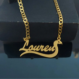 Snake Name Necklace Stainless Steel Cuban Chain Pendant Necklace