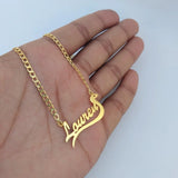 Snake Name Necklace Stainless Steel Cuban Chain Pendant Necklace