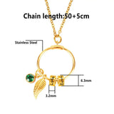 Bohemia Leaf Pendant Necklace Personalise 1-7 Name Beads