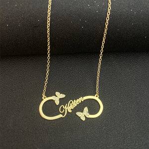Stainless Steel Butterfly Name Necklace Personalized Choker Pendant
