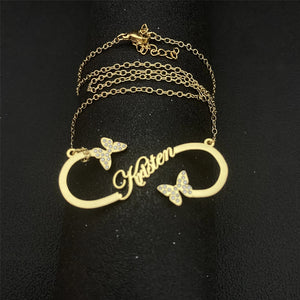 Stainless Steel Butterfly Name Necklace Personalized Choker Pendant