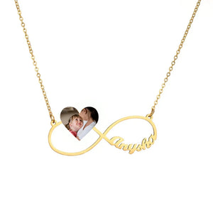 Stainless Steel Chain Heart Infinity Couple Name Necklace Plated