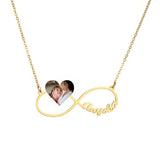 Stainless Steel Chain Heart Infinity Couple Name Necklace Plated