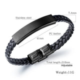 Stainless Steel Charm Leather Wrap Bracelet For Men Women Adjustable
