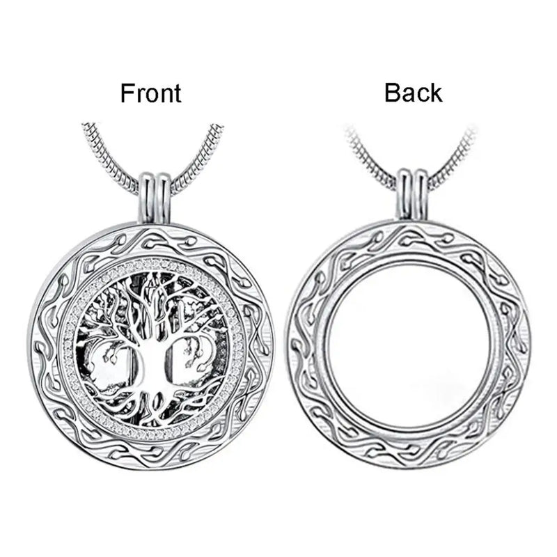 Tree of Life Round Urn Pendant Memorial Keepsake Necklace