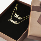 Stainless Steel Double-layer Letter Pendant Two Name Necklace Couple Gift
