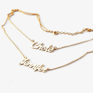 Stainless Steel Double-layer Letter Pendant Two Name Necklace Couple Gift
