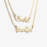 Stainless Steel Double-layer Letter Pendant Two Name Necklace Couple Gift