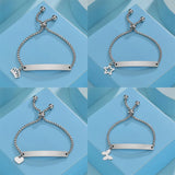 Personalized Stainless Steel Name Bracelet with Heart Butterfly Shape