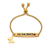 Personalized Stainless Steel Name Bracelet with Heart Butterfly Shape