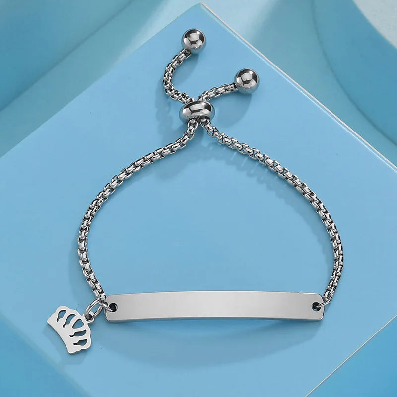 Personalized Stainless Steel Name Bracelet with Heart Butterfly Shape