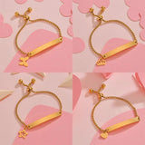 Personalized Stainless Steel Name Bracelet with Heart Butterfly Shape