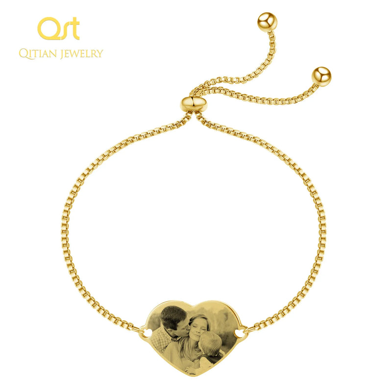 Personalized Stainless Steel Name Picture Bracelet for Women