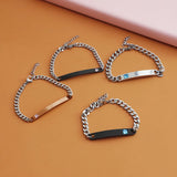 Engraved Name Date Couple Bracelet Stainless Steel Queen King Tag