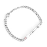 Engraved Name Date Couple Bracelet Stainless Steel Queen King Tag