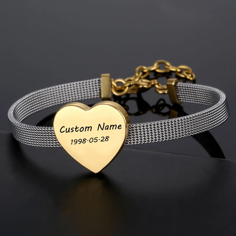 Engraved Name Bracelet Watchband Personalized Bangle Bracelet