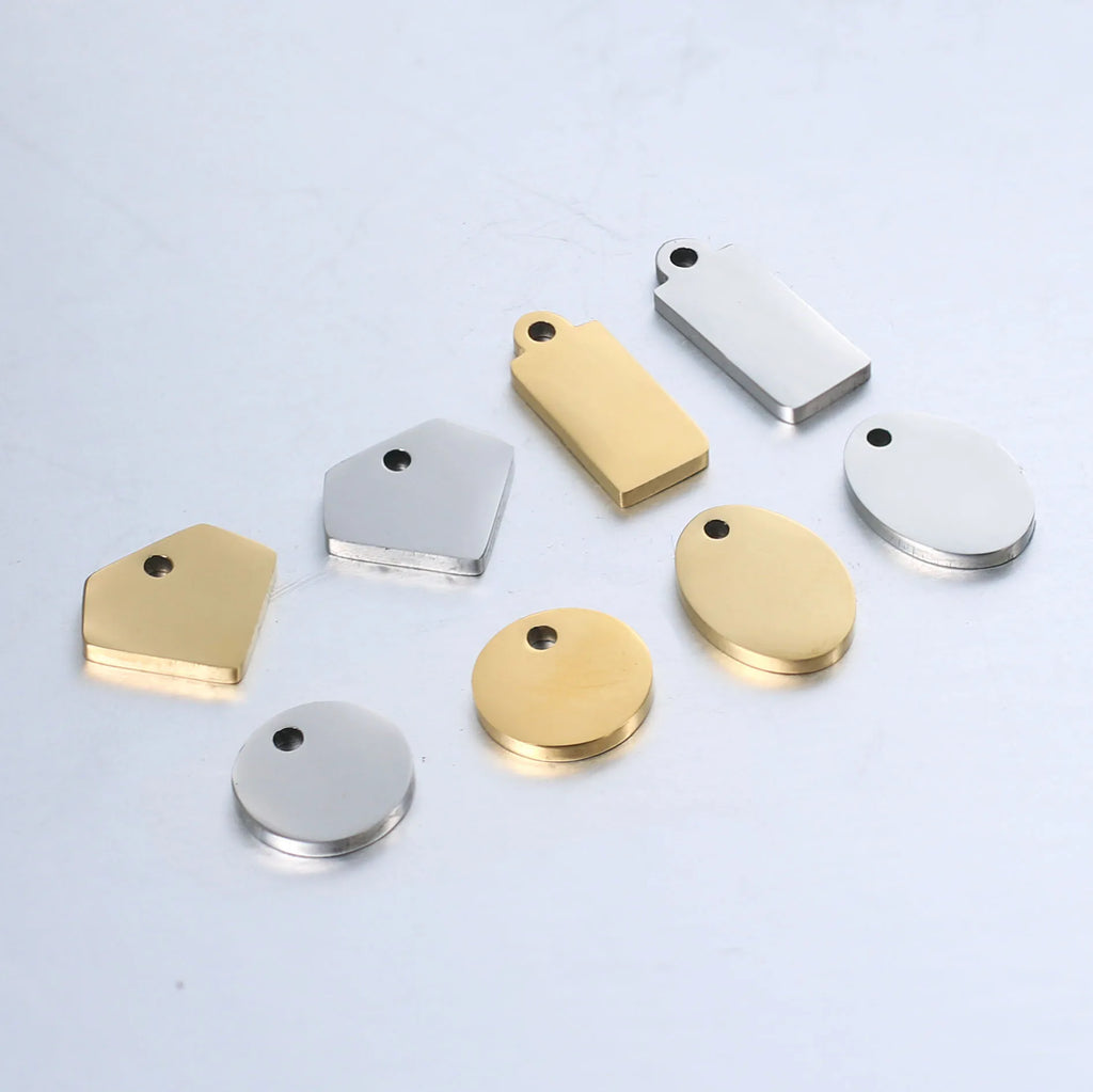 Stainless Steel Engraved Logo Tag Charms - Engravable Jewelry Charms