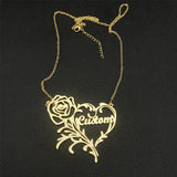Personalized Stainless Steel Flower Name Necklace Choker Pendant