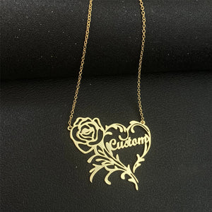 Personalized Stainless Steel Flower Name Necklace Choker Pendant