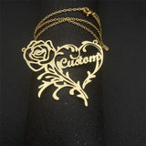 Personalized Stainless Steel Flower Name Necklace Choker Pendant