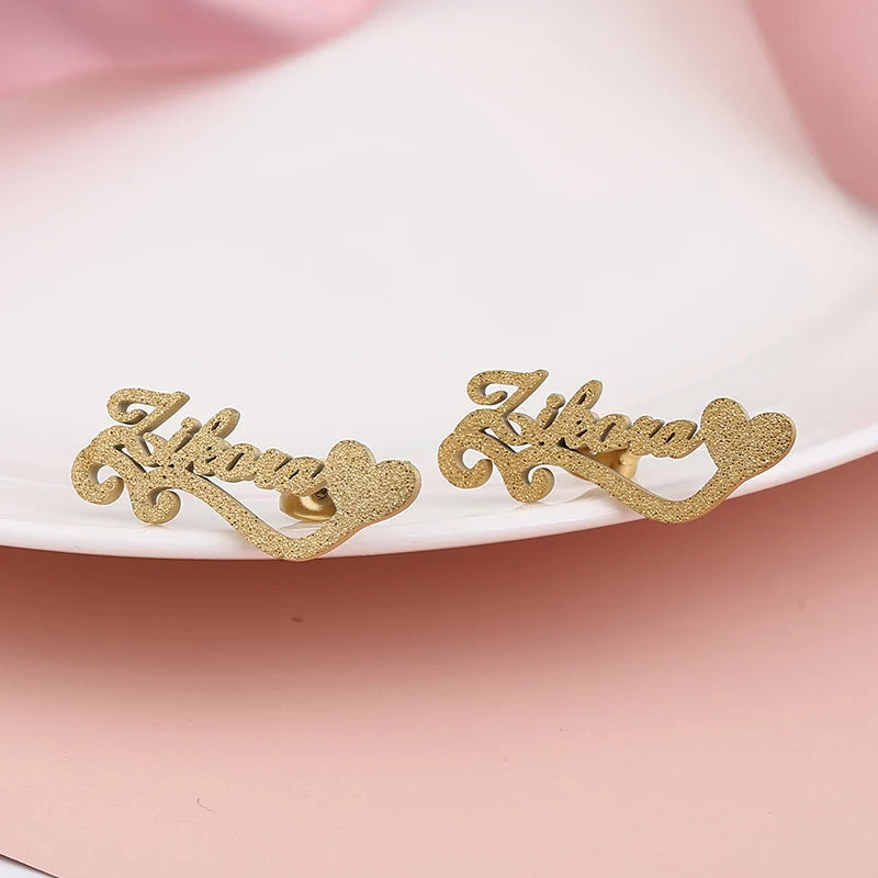 Personalized Stainless Steel Name Stud Earrings