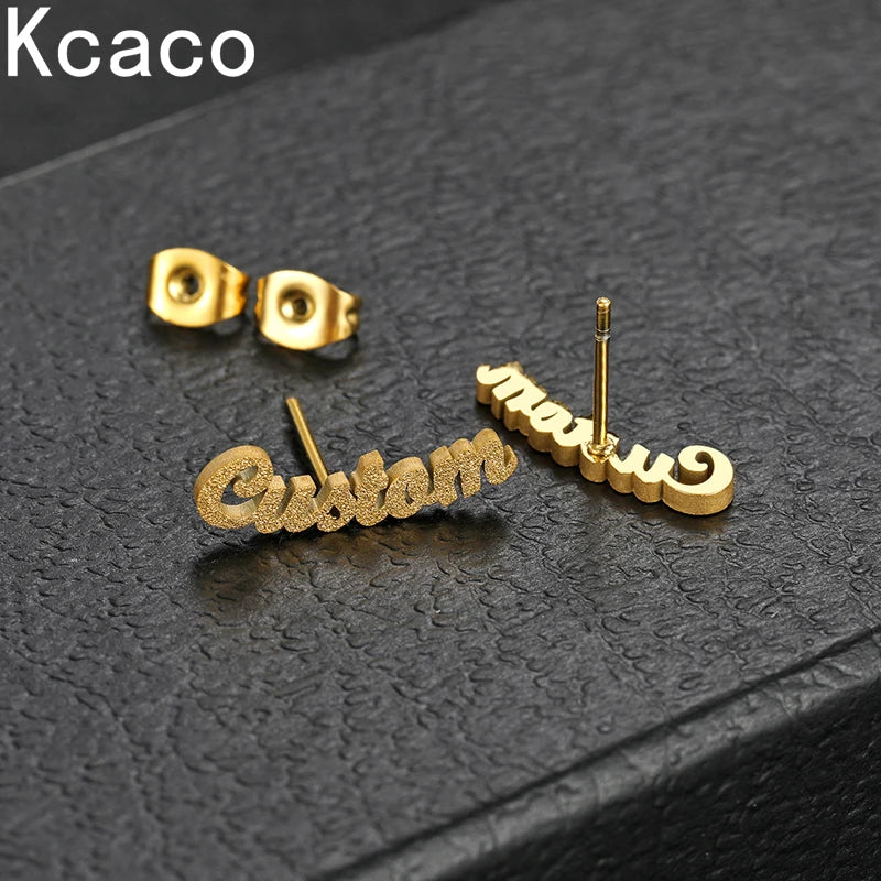 Personalized Stainless Steel Name Stud Earrings for Women Girls