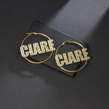 Personalized Letter Diamond Hoop-earring Charm for Woman Girlfriend
