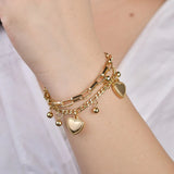 Personalized Stainless Steel Double-layer Bracelet Love Heart Shaped
