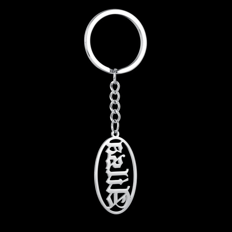 Personalized Stainless Steel Keychain Name Letter Metal DIY Keychain