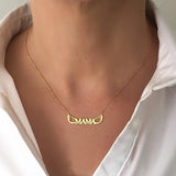 Custom Name Letter Pendant Necklace with Angel Wings - Stainless Steel