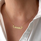 Custom Name Letter Pendant Necklace with Angel Wings - Stainless Steel