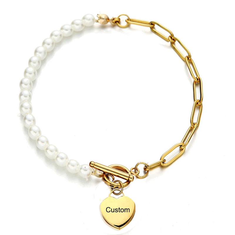 Stainless Steel Heart Charm Bracelet for Women