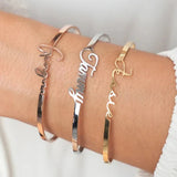 Women's Name Bangle Personalized Stainless Steel Bracelet Adjustable Jewelry