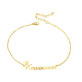 Personalized Stainless Steel Name Bracelet with Crown Charms