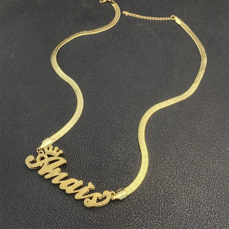 Personalized Stainless Steel Name Necklace Double Name Plate