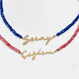 Personalized Stainless Steel Name Necklace with Natural Shell Beads