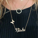 Custom Butterfly Name Necklace in Stainless Steel