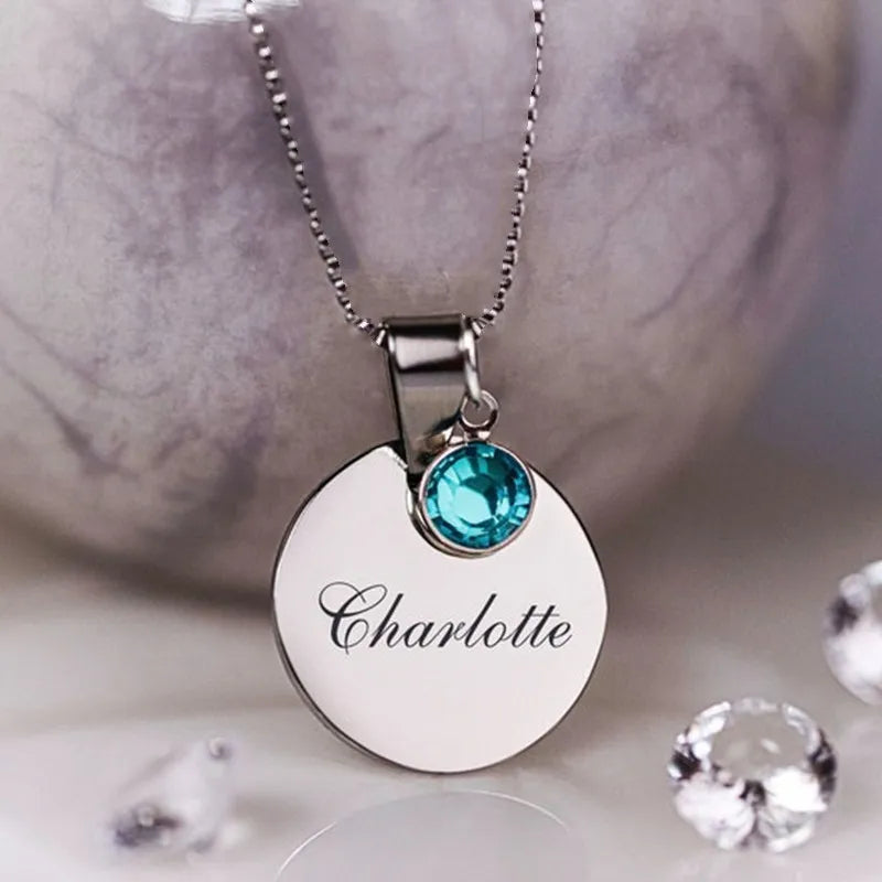 Custom Zodiac Necklace with Date Engraved Pendant