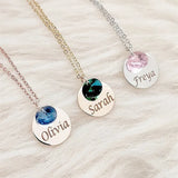 Custom Zodiac Necklace with Date Engraved Pendant