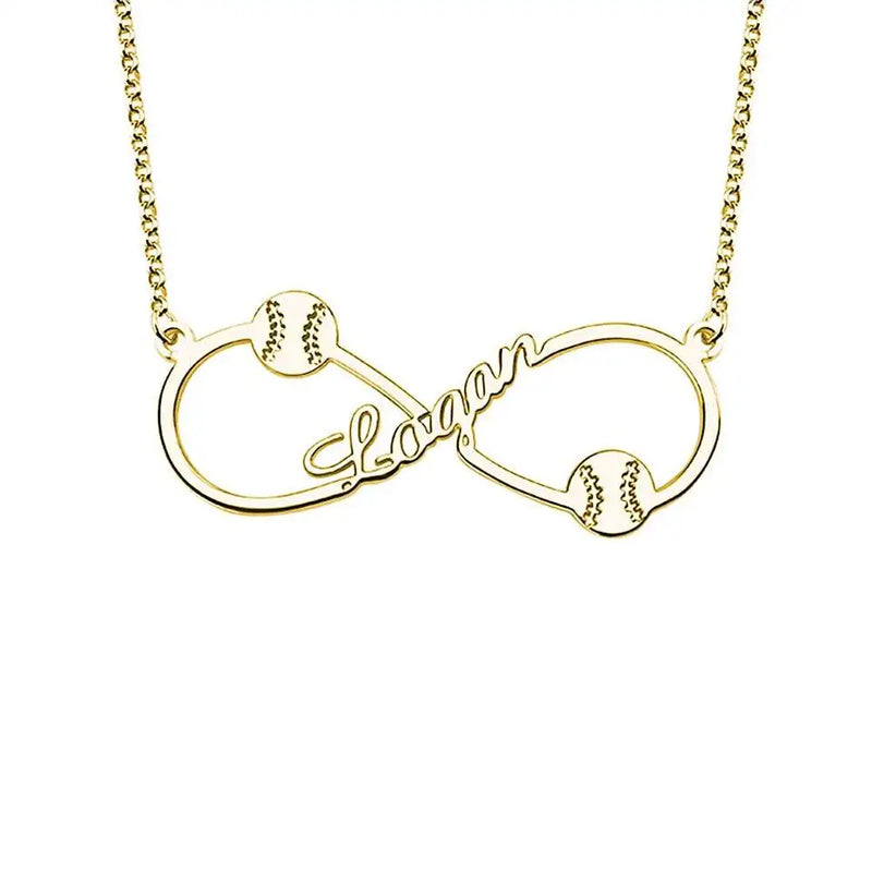 Personalized Infinity Name Baseball Necklace