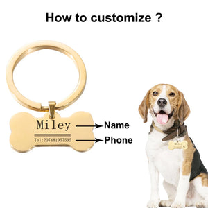 Personalized Stainless Steel Pet Bone Keychain