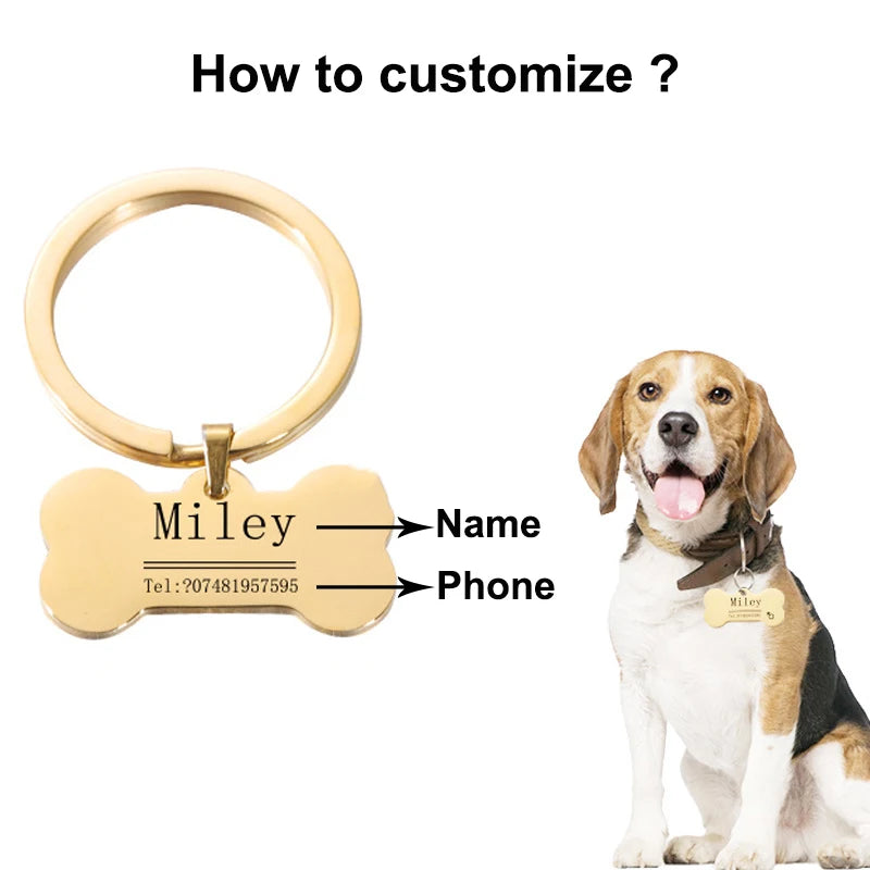 Personalized Stainless Steel Pet Bone Keychain