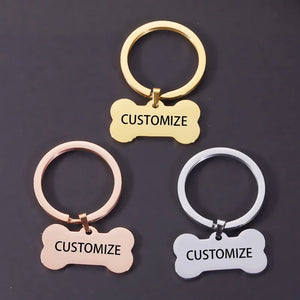 Personalized Stainless Steel Pet Bone Keychain
