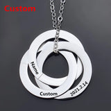 Personalized Stainless Steel Necklace 3 Circle Letter Pendant