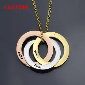 Personalized Stainless Steel Necklace 3 Circle Letter Pendant