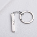 Stainless Steel Square Strip Pendant Keychain Jewelry Silver Key Chain Ring Gift