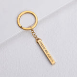 Stainless Steel Square Strip Pendant Keychain Jewelry Silver Key Chain Ring Gift