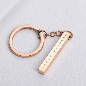 Stainless Steel Square Strip Pendant Keychain Jewelry Silver Key Chain Ring Gift